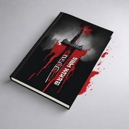 Create a book cover with dimensions 9 inches down and 6 inches across, featuring a dagger coming out of a tombstone and dripping blood