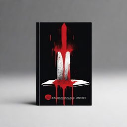 Create a book cover with dimensions 9 inches down and 6 inches across, featuring a dagger coming out of a tombstone and dripping blood