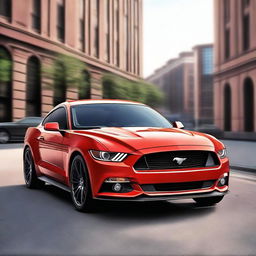 Create an image of a Ford Mustang redesigned as a four-door sedan