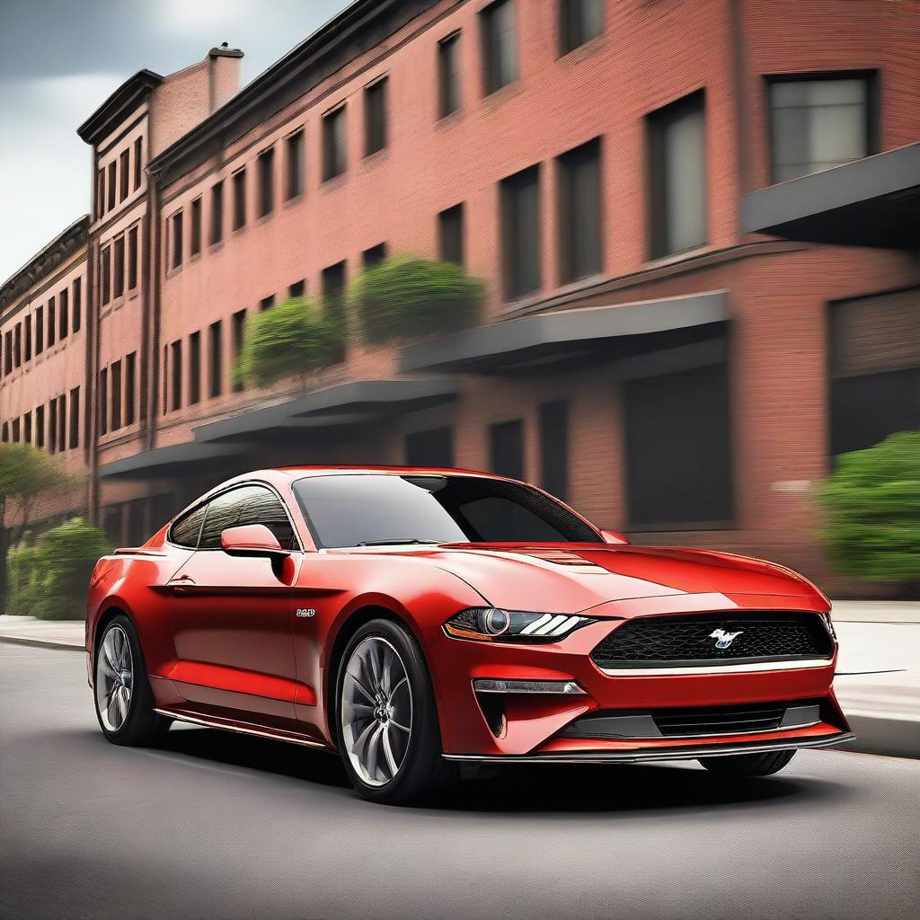 Create an image of a Ford Mustang redesigned as a four-door sedan