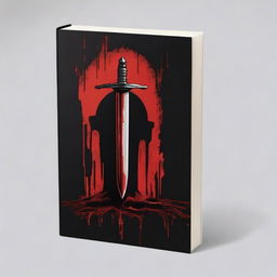 Create a book cover with dimensions 9 inches down and 6 inches across, featuring a dagger coming out of a tombstone, dripping blood