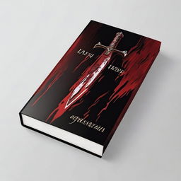 Create a book cover with dimensions 9 inches down and 6 inches across, featuring a dagger inside a coffin, dripping blood