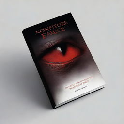 Create a book cover with dimensions 9 inches down and 6 inches across, featuring a close-up of a red vampire eye