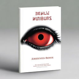 Create a book cover with dimensions 9 inches down and 6 inches across, featuring a single red vampire eye looking straight ahead