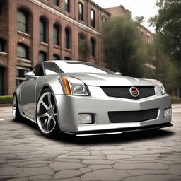 Create an image of a Cadillac XLR with a small lip splitter added to the front bumper and a small spoiler added to the trunk