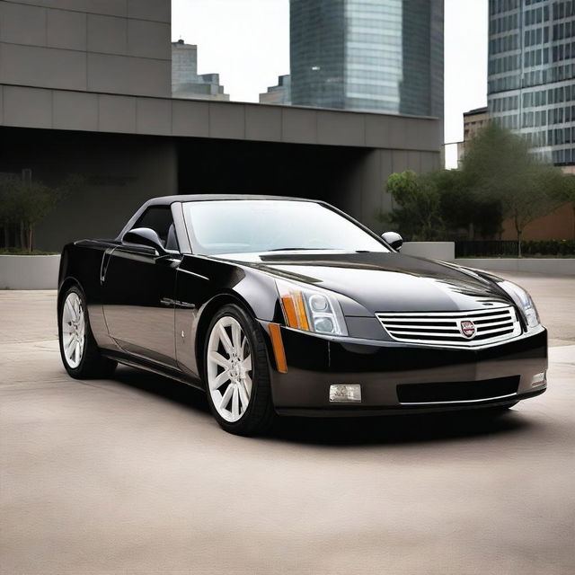 A detailed image of a Cadillac XLR with a tiny hood cowl added to its hood