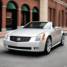 A detailed image of a Cadillac XLR with a tiny hood cowl added to its hood