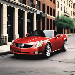 Create an image of a Cadillac XLR with a small hood cowl added to the hood