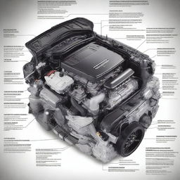 A detailed image showing the engine compartment of a Cadillac DTS, highlighting the various components such as the engine, battery, and other mechanical parts