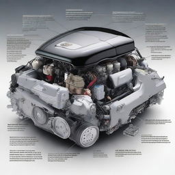 A detailed image showing the engine compartment of a Cadillac DTS, highlighting the various components such as the engine, battery, and other mechanical parts