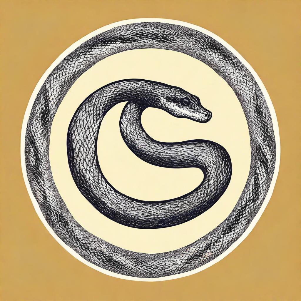 Create a book cover featuring a self-eating snake, also known as an ouroboros