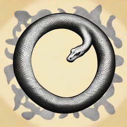 Create a book cover featuring a self-eating snake, also known as an ouroboros