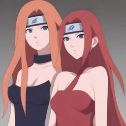 Create an image featuring a character with the same animation style as Naruto's mother, Kushina Uzumaki