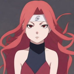 Create an image featuring a character with the same animation style as Naruto's mother, Kushina Uzumaki