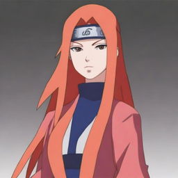 Create an image featuring a character with the same animation style as Naruto's mother, Kushina Uzumaki