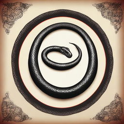 Create a book cover featuring a self-eating snake, also known as an ouroboros, with a vampire theme