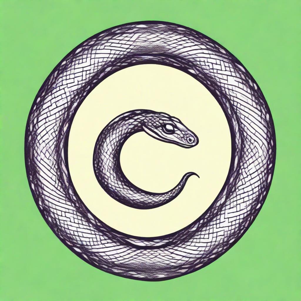 Create a book cover featuring a self-eating snake, also known as an ouroboros