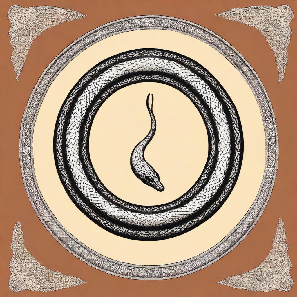 Create a book cover featuring a self-eating snake, also known as an ouroboros