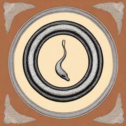 Create a book cover featuring a self-eating snake, also known as an ouroboros