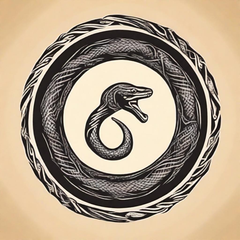 Create a book cover featuring an ouroboros snake, which is a self-eating snake forming a perfect circle