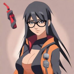 Create an anime version of Mia Khalifa in the style of Naruto Shippuden