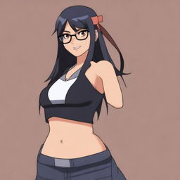 Create an anime version of Mia Khalifa in the style of Naruto Shippuden