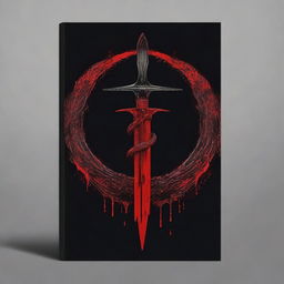 Create a book cover featuring a bloody dagger with the ouroboros symbol