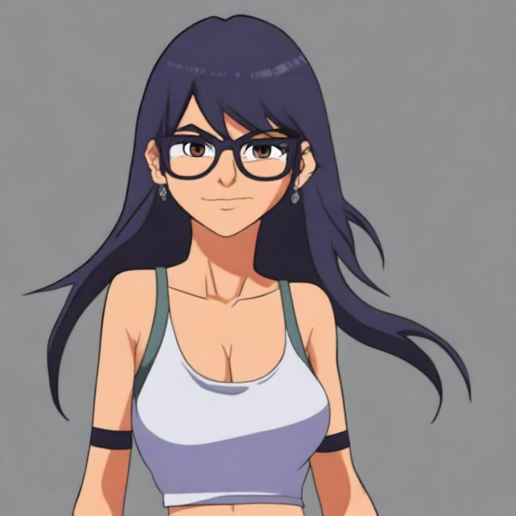 Create an anime version of Mia Khalifa in the style of Naruto Shippuden