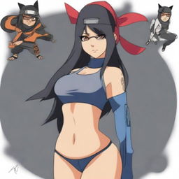 Create an anime version of Mia Khalifa in the style of Naruto Shippuden