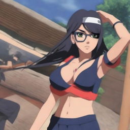 Create an anime version of Mia Khalifa in the style of Naruto Shippuden