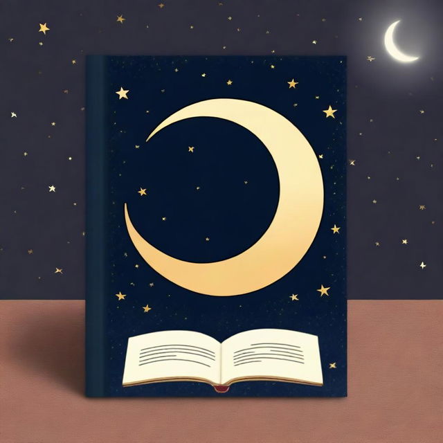 Create a book cover featuring a crescent moon