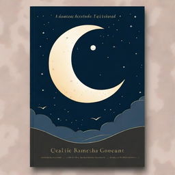 Create a book cover featuring a crescent moon