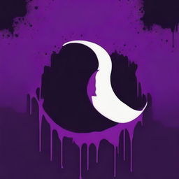 Create a book cover featuring a crescent moon with a purple hue and blood dripping from it