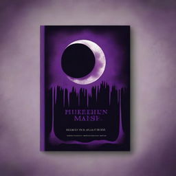 Create a book cover featuring a crescent moon with a purple hue and blood dripping from it