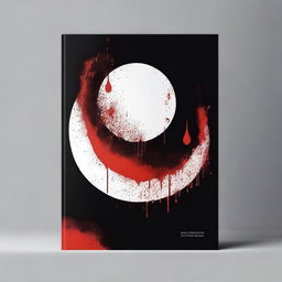 Create a book cover featuring a crescent moon with a bloody appearance