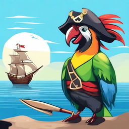 Create an image of an Aarakocra pirate parrot