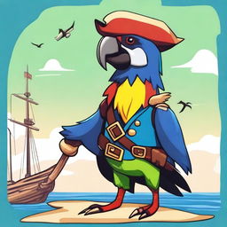 Create an image of an Aarakocra pirate parrot