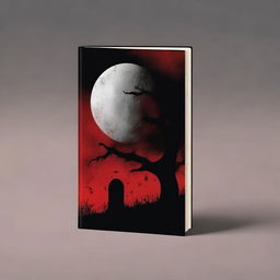 Create a book cover featuring a crescent moon and a bloody tombstone