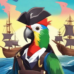 Create an image of an Aarakocra parrot pirate