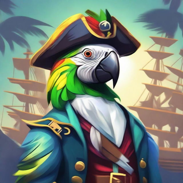 Create an image of an Aarakocra parrot pirate