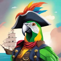 Create an image of an Aarakocra parrot pirate