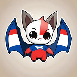 A cute chibi-style bat with the colors of the Paraguayan flag