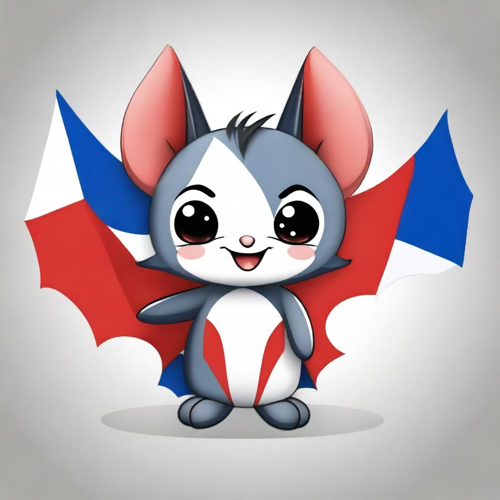 A cute chibi-style bat with the colors of the Paraguayan flag