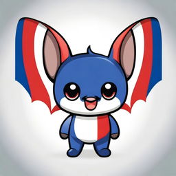 A cute chibi-style bat with the colors of the Paraguayan flag