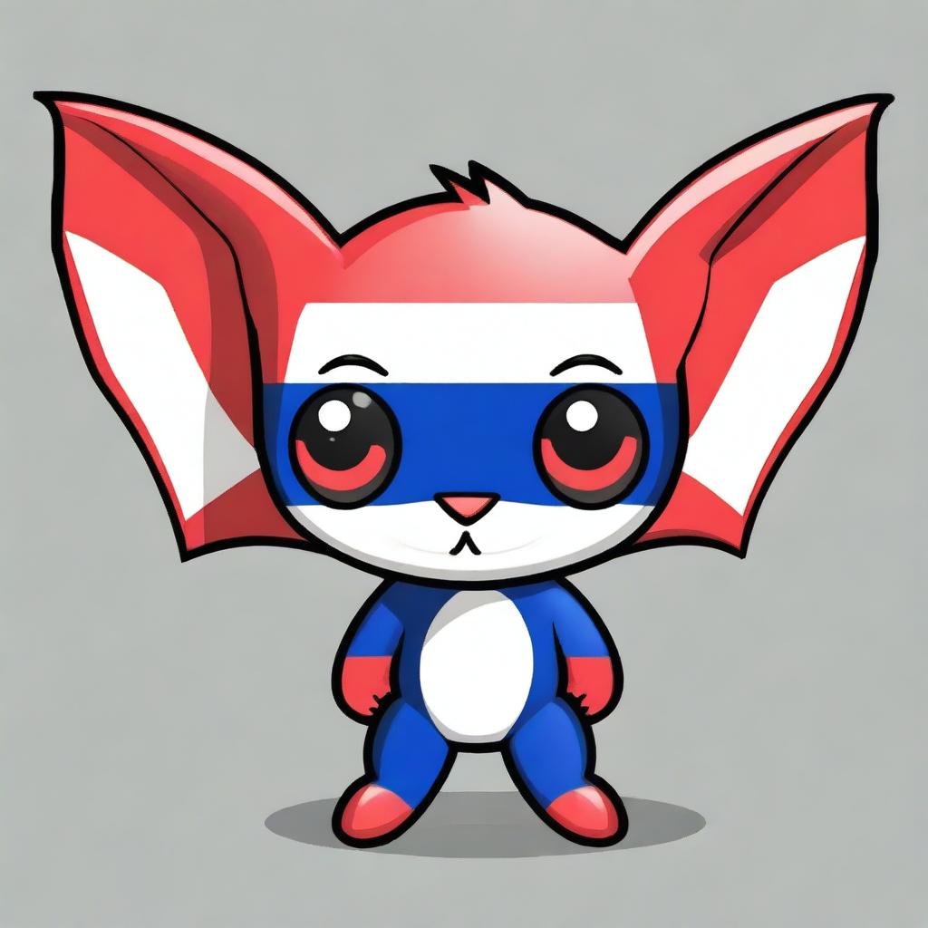 Create a chibi-style bat with the colors of the Paraguayan flag