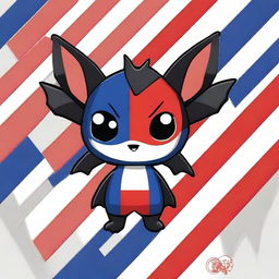 Create a chibi-style bat with the colors of the Paraguayan flag