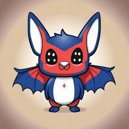 Create a chibi-style bat with the colors of the Paraguayan flag