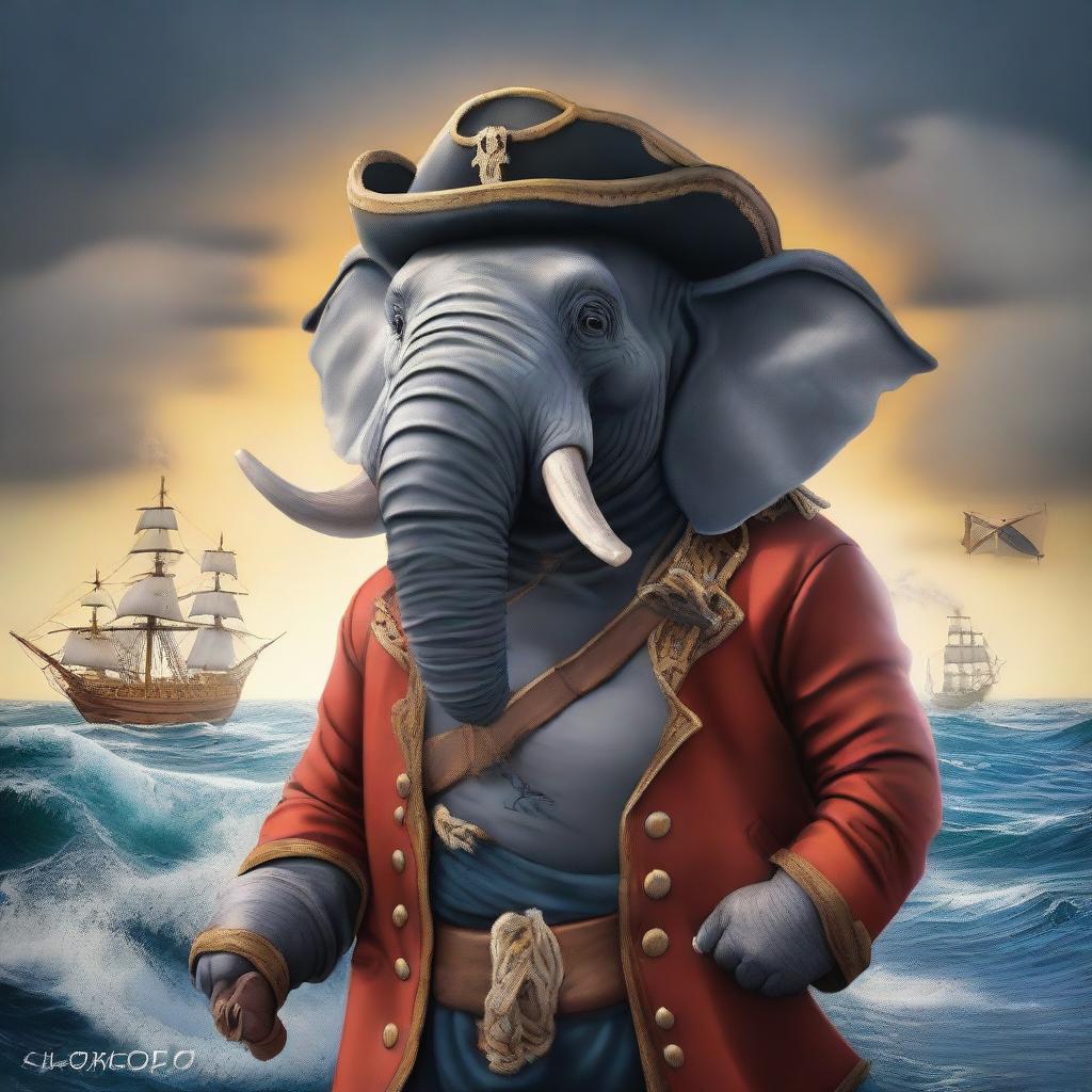 Create an image of a Loxodon pirate