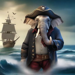 Create an image of a Loxodon pirate