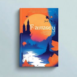 Design a novel cover titled 'Fantasy Night' primarily featuring orange and blue